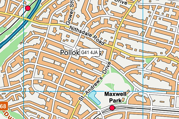 G41 4JA map - OS VectorMap District (Ordnance Survey)