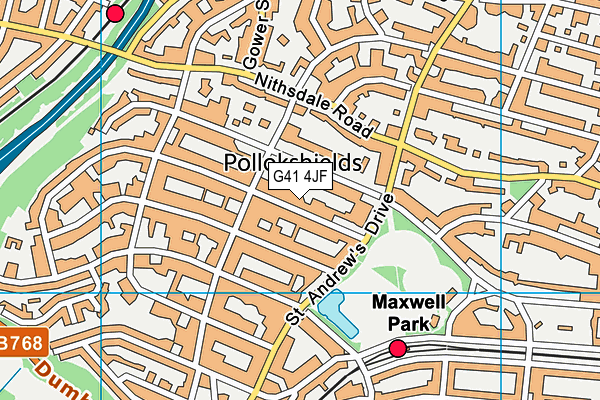 G41 4JF map - OS VectorMap District (Ordnance Survey)