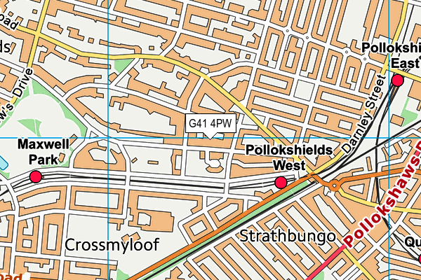 G41 4PW map - OS VectorMap District (Ordnance Survey)