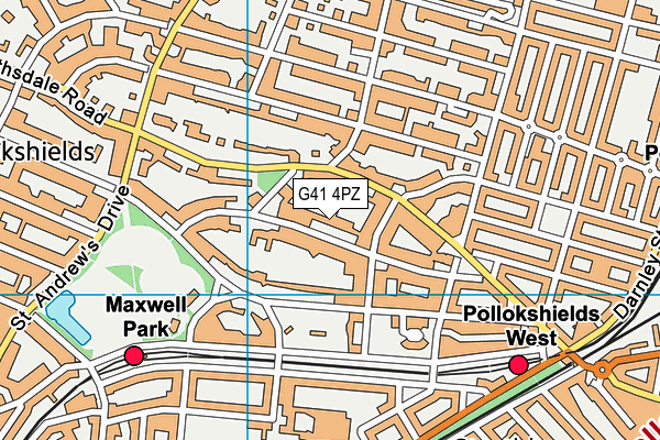 G41 4PZ map - OS VectorMap District (Ordnance Survey)