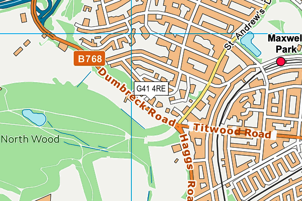 G41 4RE map - OS VectorMap District (Ordnance Survey)