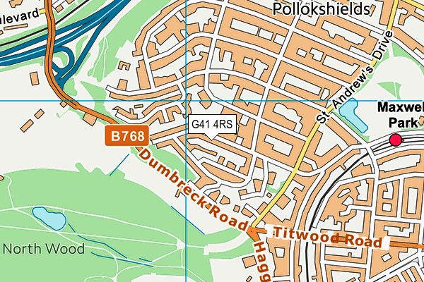 G41 4RS map - OS VectorMap District (Ordnance Survey)