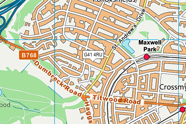 G41 4RU map - OS VectorMap District (Ordnance Survey)