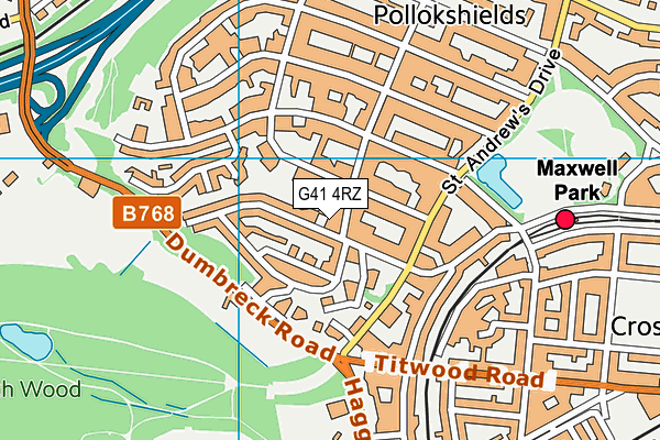 G41 4RZ map - OS VectorMap District (Ordnance Survey)