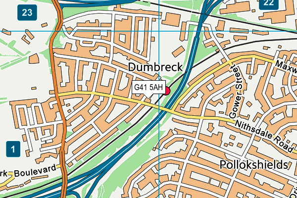 G41 5AH map - OS VectorMap District (Ordnance Survey)