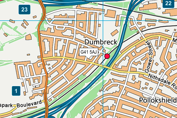 G41 5AJ map - OS VectorMap District (Ordnance Survey)