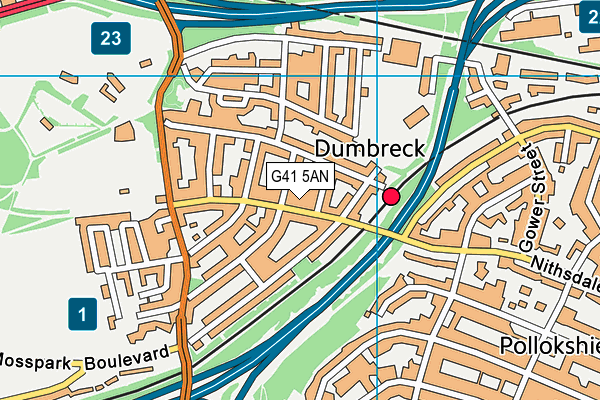 G41 5AN map - OS VectorMap District (Ordnance Survey)