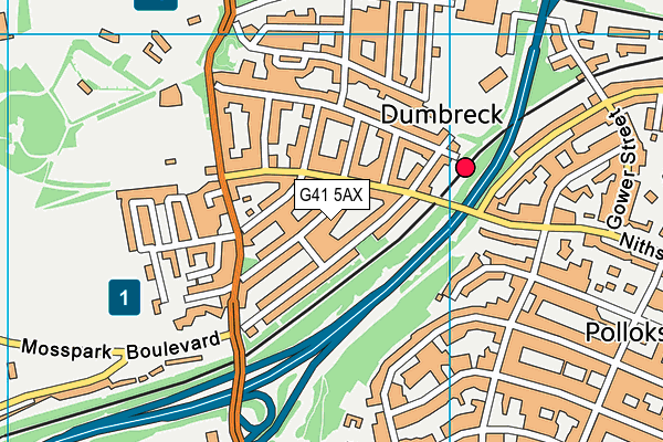 G41 5AX map - OS VectorMap District (Ordnance Survey)