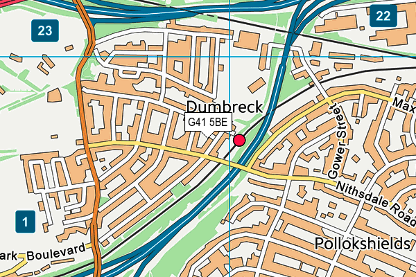 G41 5BE map - OS VectorMap District (Ordnance Survey)