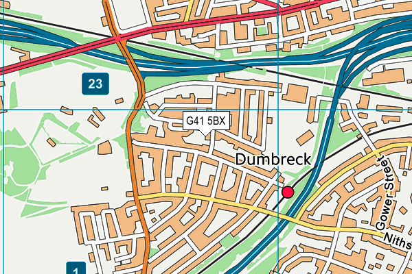 G41 5BX map - OS VectorMap District (Ordnance Survey)