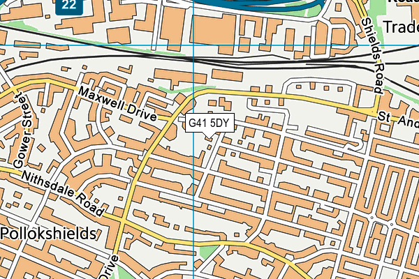 G41 5DY map - OS VectorMap District (Ordnance Survey)