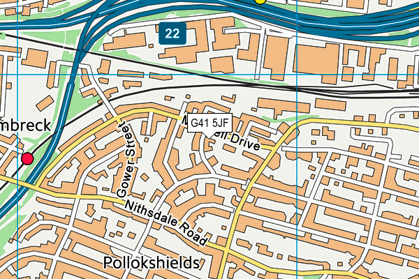 G41 5JF map - OS VectorMap District (Ordnance Survey)