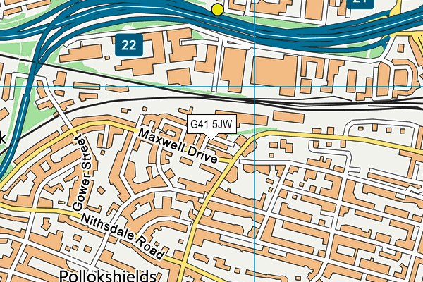 G41 5JW map - OS VectorMap District (Ordnance Survey)