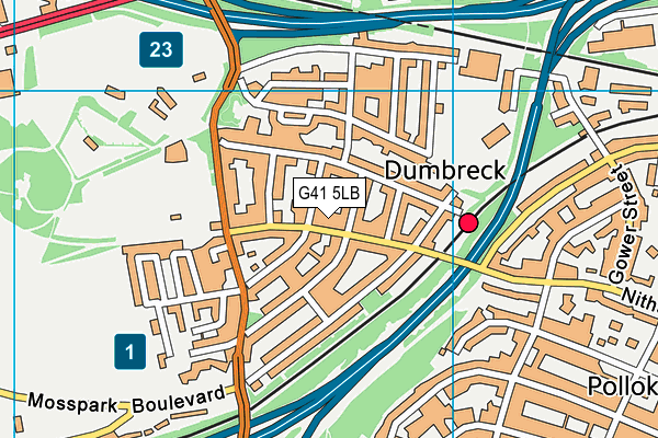 G41 5LB map - OS VectorMap District (Ordnance Survey)