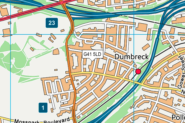 G41 5LD map - OS VectorMap District (Ordnance Survey)