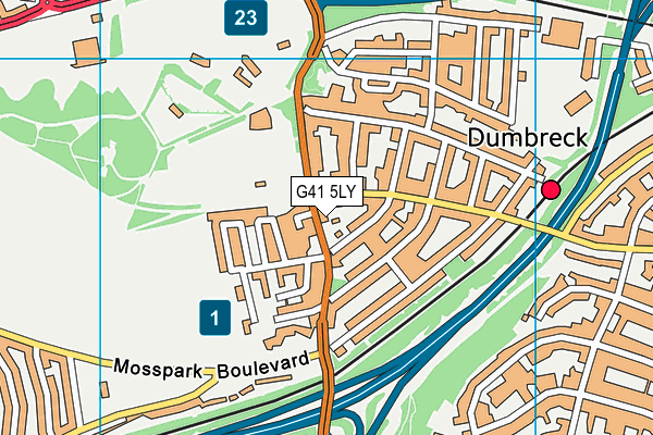 G41 5LY map - OS VectorMap District (Ordnance Survey)