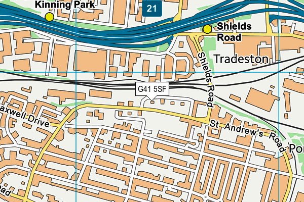 G41 5SF map - OS VectorMap District (Ordnance Survey)