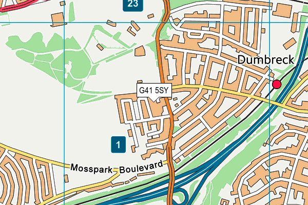 G41 5SY map - OS VectorMap District (Ordnance Survey)