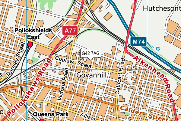 G42 7AG map - OS VectorMap District (Ordnance Survey)