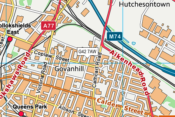 G42 7AW map - OS VectorMap District (Ordnance Survey)