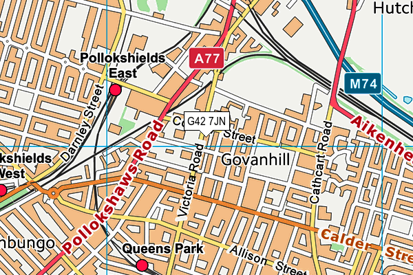 G42 7JN map - OS VectorMap District (Ordnance Survey)