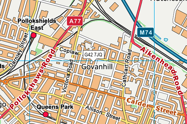 G42 7JQ map - OS VectorMap District (Ordnance Survey)