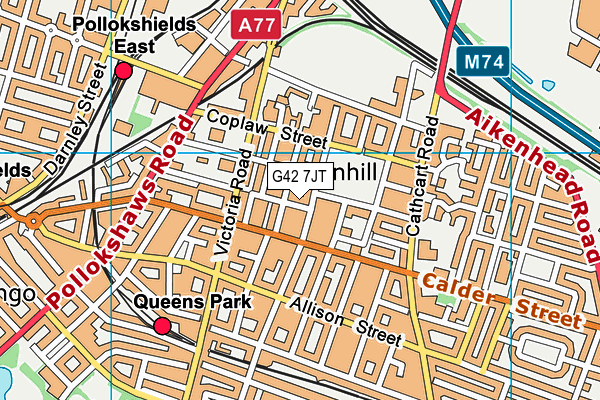 G42 7JT map - OS VectorMap District (Ordnance Survey)
