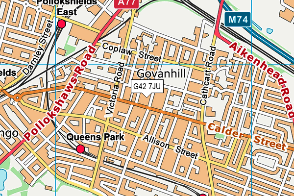 G42 7JU map - OS VectorMap District (Ordnance Survey)