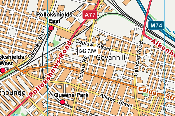 G42 7JW map - OS VectorMap District (Ordnance Survey)