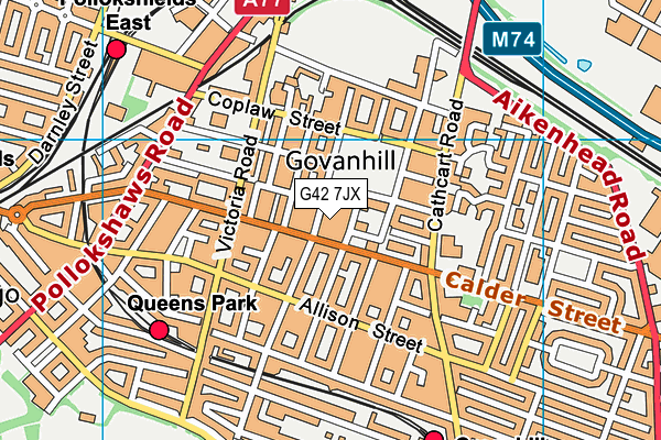 G42 7JX map - OS VectorMap District (Ordnance Survey)