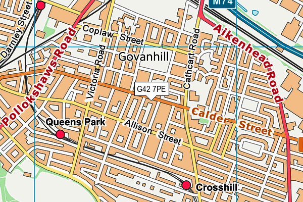 G42 7PE map - OS VectorMap District (Ordnance Survey)