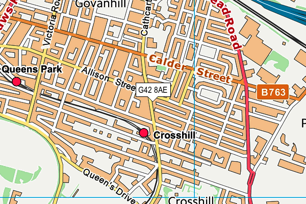 G42 8AE map - OS VectorMap District (Ordnance Survey)