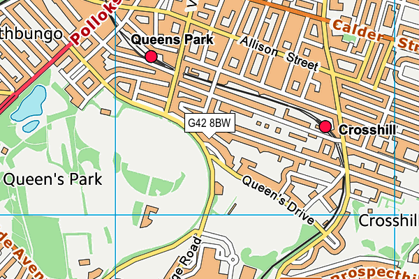 G42 8BW map - OS VectorMap District (Ordnance Survey)