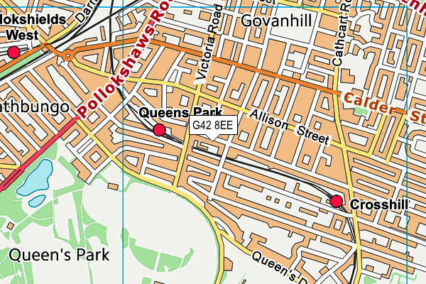 G42 8EE map - OS VectorMap District (Ordnance Survey)