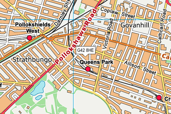 G42 8HE map - OS VectorMap District (Ordnance Survey)