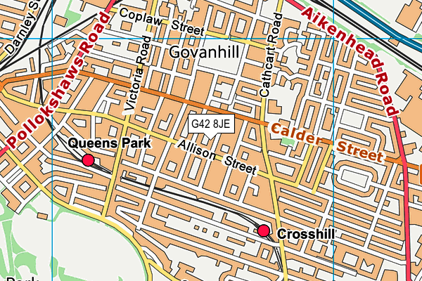 G42 8JE map - OS VectorMap District (Ordnance Survey)