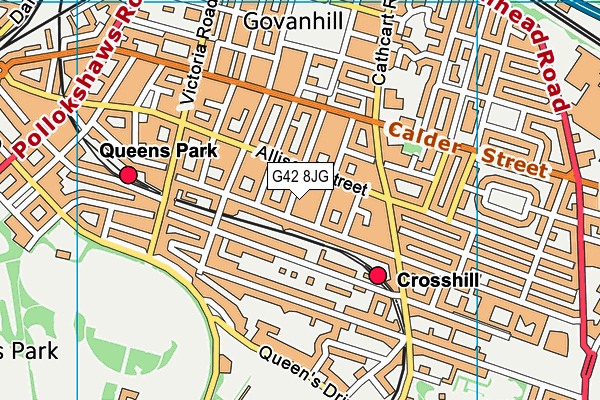 G42 8JG map - OS VectorMap District (Ordnance Survey)