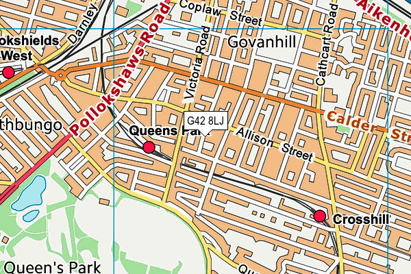 G42 8LJ map - OS VectorMap District (Ordnance Survey)