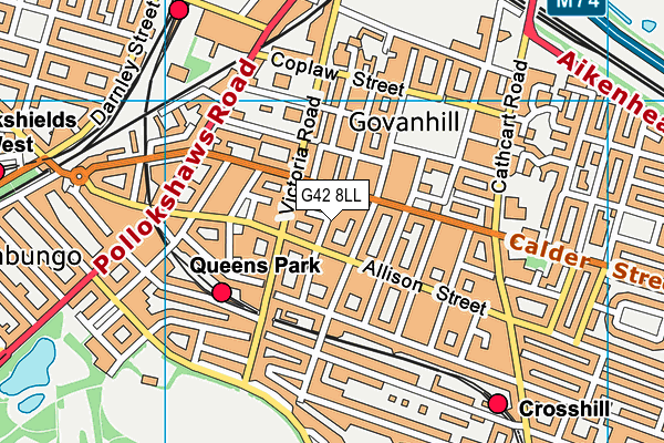 G42 8LL map - OS VectorMap District (Ordnance Survey)