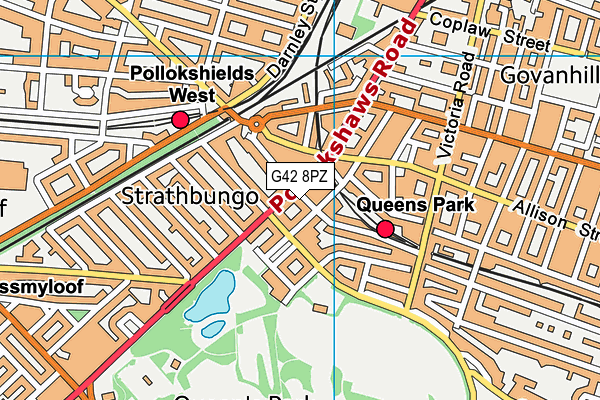 G42 8PZ map - OS VectorMap District (Ordnance Survey)