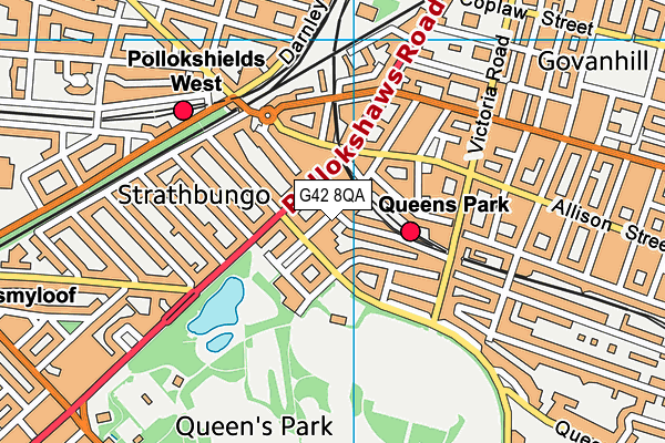 G42 8QA map - OS VectorMap District (Ordnance Survey)