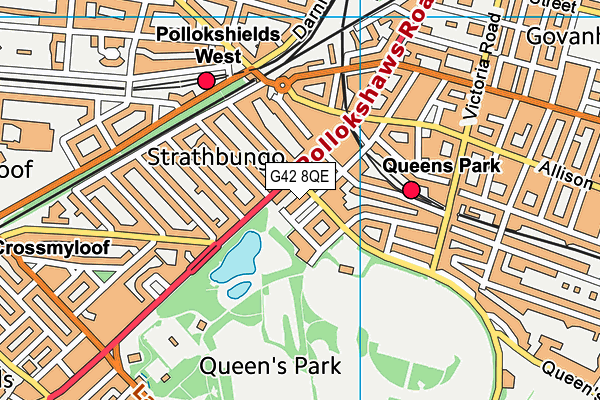 G42 8QE map - OS VectorMap District (Ordnance Survey)