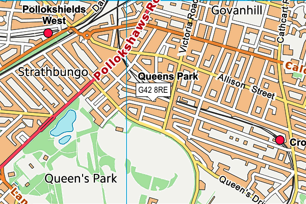 G42 8RE map - OS VectorMap District (Ordnance Survey)
