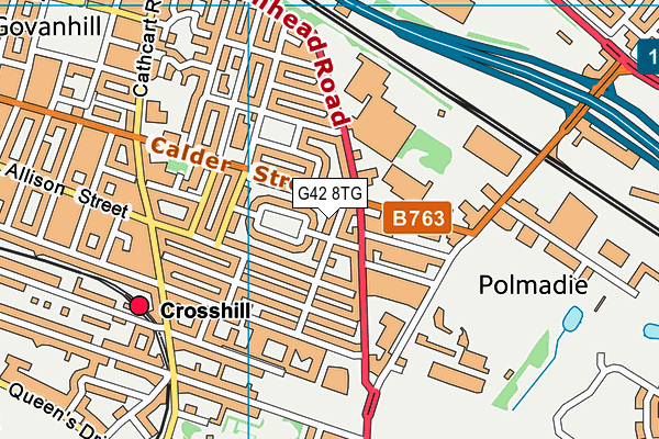 G42 8TG map - OS VectorMap District (Ordnance Survey)