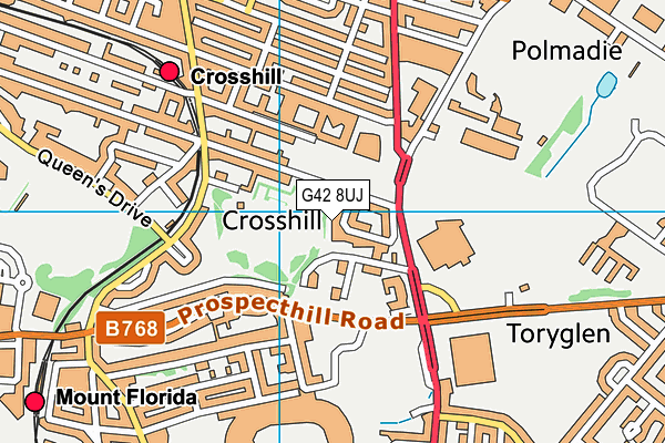 G42 8UJ map - OS VectorMap District (Ordnance Survey)