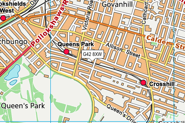 G42 8XW map - OS VectorMap District (Ordnance Survey)