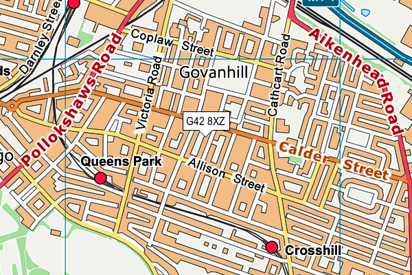 G42 8XZ map - OS VectorMap District (Ordnance Survey)