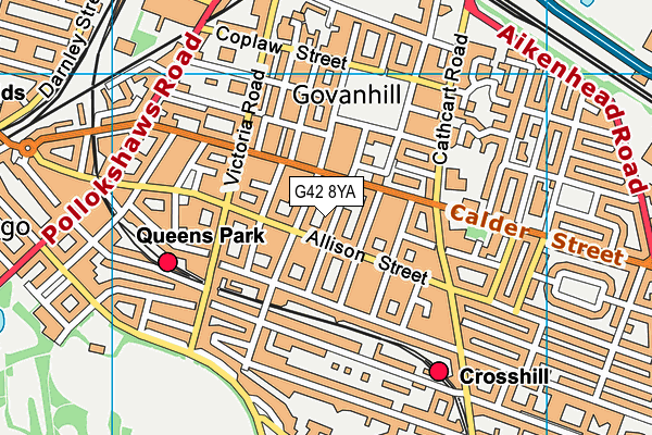 G42 8YA map - OS VectorMap District (Ordnance Survey)