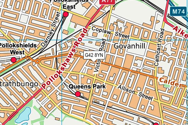 G42 8YN map - OS VectorMap District (Ordnance Survey)