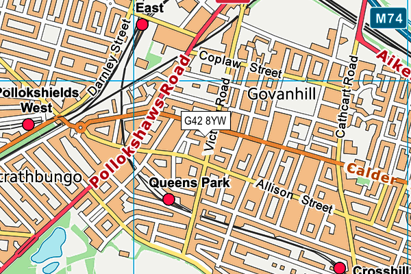 G42 8YW map - OS VectorMap District (Ordnance Survey)